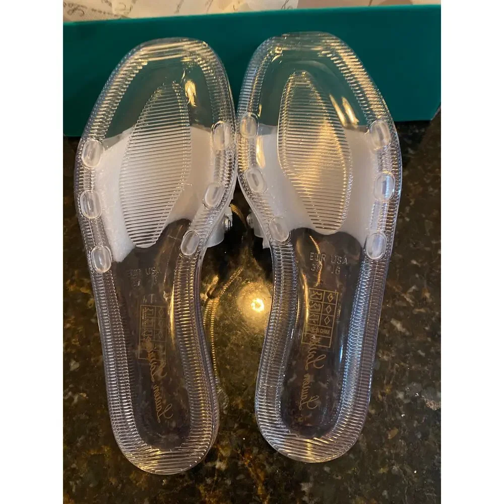 Brand New Lauren Lorraine Women's Size 6 Clear Stone Flat Jewel Sandals Slip On - Picture 5 of 8